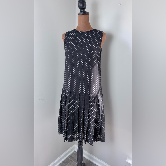 Uniqlo Vintage Black and White Polka Dot Midi Dress - Picture 2 of 13